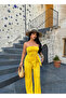 Women's Strapless Tie-Up Asymmetrical Cut Blouse and Wide Leg Pants - 2