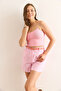 Women's Pink Yellow Rope Strap Crop 2 Pack Blouse Blz-19003022 - 4