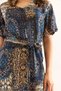 Women's Patch Detail Navy V-Neck Belted Woven Mini Shirt Dress ELB-19002380 - 5
