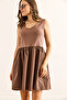 Women's Brown Top Sandy Bottom Parachute Mini Dress Elb-19002448 - 5