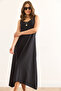 Women's Black Strap Midi Cotton Bell Dress Elb-19002444 - 4
