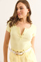 Women's Light Yellow Snap Fastener Camisole Blouse Blz-19000171 - 3