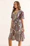 Women Ethnic Purple V Neck Belted Woven Mini Shirt Dress Elb-19002380 - 4