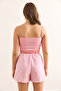 Women's Pink Yellow Rope Strap Crop 2 Pack Blouse Blz-19003022 - 6