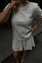 Ecru Neckline Stone Detail Fleece-Lined Mini Skirt Set 10002 - 5