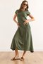 Women's Khaki Stitching and Pocket Detailed Maxi Crystal Dress Elb-19002451