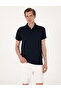 Navy Blue Slim Fit Buttoned Polo Collar T-Shirt 50306859-Vr033