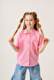 Girl's Baby Collar Half Sleeve Shirt 3171