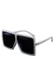 Oversized Rectangular Flat Sunglasses White