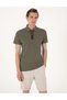 Khaki Ultralight Fabric Slim Fit Zippered Polo Collar T-Shirt 50302623-Vr027