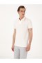 Ecru Slim Fit 100% Cotton Polo Neck T-Shirt 50302625-Vr019 - 3