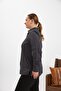 Large Size Shirt with Crochet Sleeve Detail Anthracite - 2