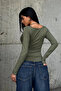 Women's Khaki Princess Collar Blouse - 4