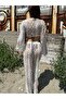 Transparent Lace Pareo Set – Tie-Up Top & Wide Leg Pants - 4