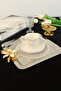 6 Fan Cream Gold Glitter Coasters & Cocktail Napkins - 4