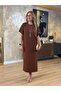 Gold Button Detail Batwing Sleeve Midi Dress - 2
