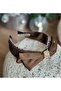 Luxury Design Matte Satin Tiered Bow with Crystal Stone Brooch Gathered Crown Women's Tiara Dark Brown - 3