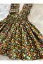 Girl's Grass Green Flowered Ruffle Strap Salopet Dress (Made from 100% Cotton Fabric.) - 9