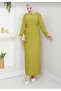 Women's Pleated Belted Sandy Fabric Full Lycra Stretchy Dress - 3