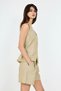 Linen Blend Halter Neck Backless Vest - 5