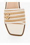 Women's Textured Slip-On Flat Sandals with Metal Accent - 4