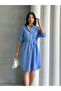 Women's Striped Half-Button Midi Length Dress