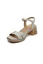 59244 Beige Genuine Leather Heeled Women's Sandals - 2