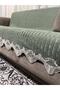 Lace-trimmed, Striped, Sponge-backed, Velvet Non-Slip Sofa Bed Cover 170 x 210 - 2
