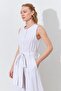 Women's Natural Sleeveless Girdle Tie Double Leg Jumpsuit - 4