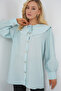 Women's Baby Collar Long Tunic 5967 - Turquoise - 4