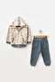 Baby Boy Animal Patterned Sweatshirt Pants T-Shirt 3-Piece Bottom Top Baby Set 3 Months-36 Months