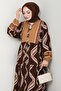Shaped Spiral Pattern Viscose Dress Bitter Brown - 2