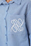 Women's Single Pocket Embroidered Shirt 20328 - Navy Blue - 5
