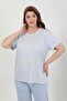 Women's Plus Size Short Sleeve Combed Cotton Pajamas Set Blue 202510 - 2