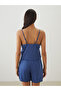 Blue V-Neck Women's Shorts Pajamas Set - 5
