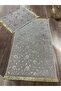 Foil Tasseled Fringed Bathroom Mat Set Non-Slip Base Double Toilet Set