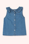 Baby Girl Collar Detailed Denim Blue Blouse - 3