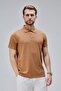 Men's Standard Fit Cotton Soft Texture Cool Waffle Fabric Polo Neck T-Shirt