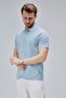 Moon Cover Men's Standard Fit Waffle Fabric Polo Neck T-Shirt – Light Blue - 4