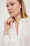 Textured V-Neck Blouse with Ruffles on the Front - 2
