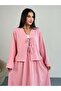 Tie Detailed Jacket and Long Skirt Double Set 8842 - Pink