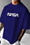 تيشيرت رجالي كبير الحجم مطبوع عليه Saks Blue Nasa - 3