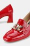 Women's Red Patent Leather Genuine Leather 35-41 Number Medium Heel Buckle Shoes - 5