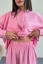 Lacing Detailed Shirt and Wide Leg Pants Double Set 2519 - Pink - 8