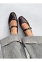 Burny Women's Belt Detail Leather Ballerinas Claret Red