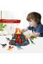 Interactive Volcano Set, 6 Dinosaurs, Steam Eruption Function, LED Lights, Realistic Sounds - 8
