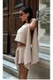 8017 Shoulder Detailed Linen Look Suit Shorts+Blouse - 4