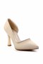 Matte Beige Satin Women's Classic Heeled Shoes K 01471060038 - 3