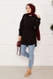 Allerli Side Tie Hijab Shirt Black - 3