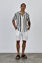 قميص جاكار محبوك أبيض منقوش كبير الحجم - 6